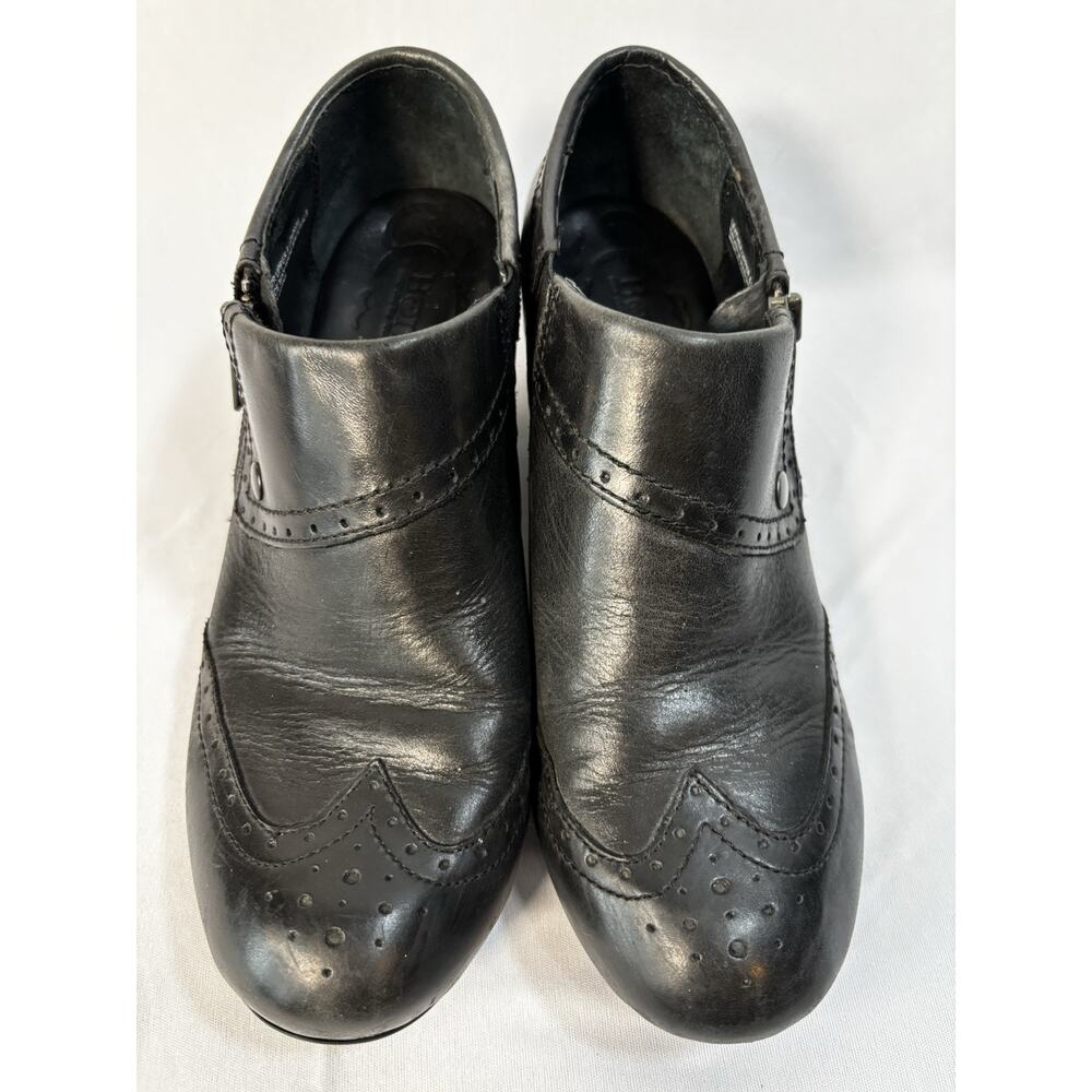 BORN Womens SIZE 9M Shoes Black Leather Platform Wedge Mules Clogs - Picture 5 of 8